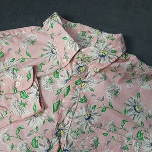 J Crew Shirt Mens Large Pink Secret Wash Floral Print Classic Button Down Pocket